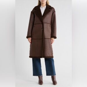 Faux Sherling lined Faux Suede Coat